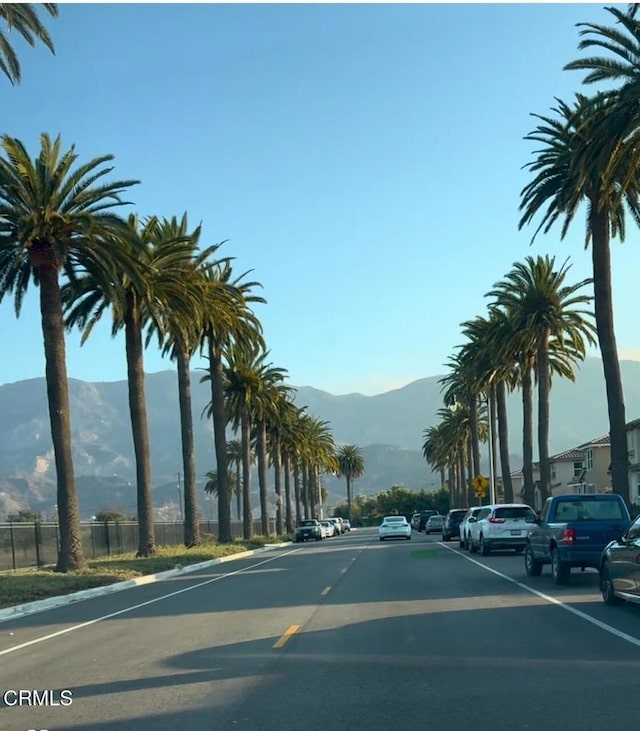 view of road with a mountain view