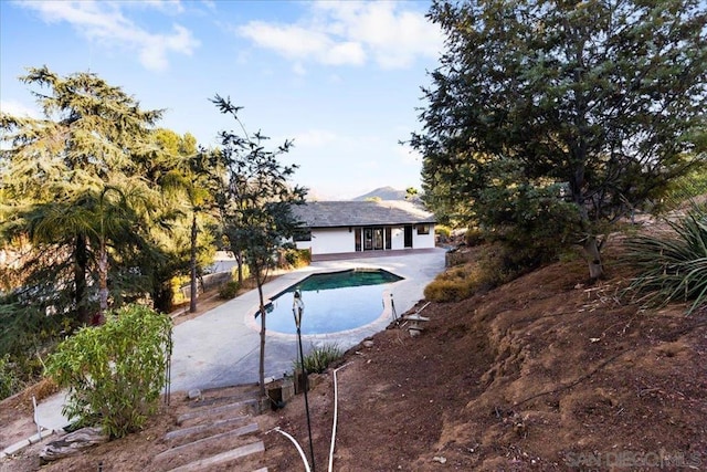 view of swimming pool featuring a patio area