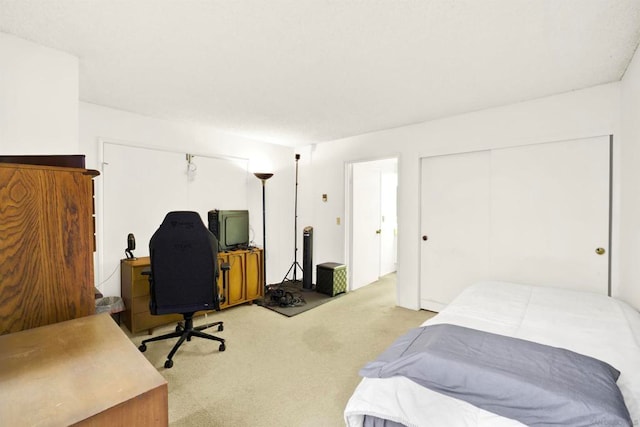 carpeted bedroom with a closet