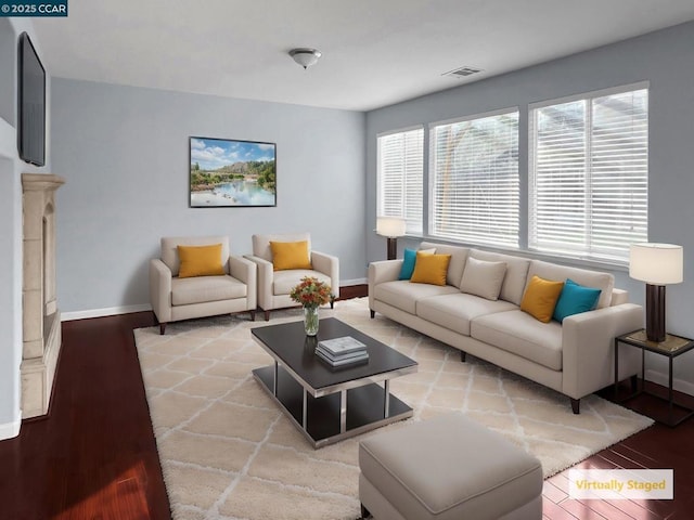 living room featuring light wood-type flooring