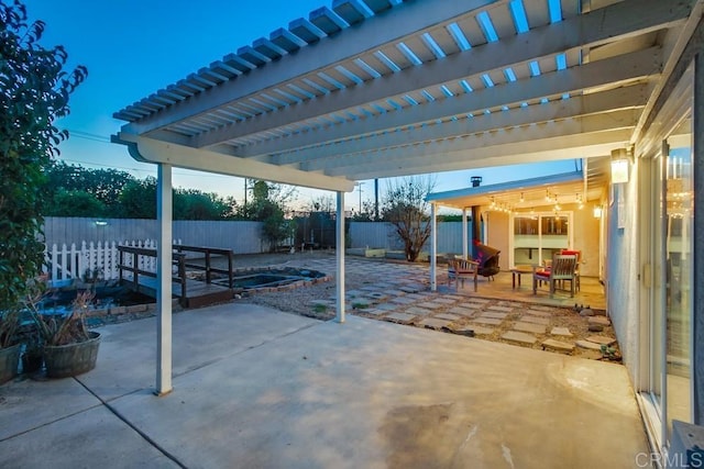 view of patio with a fenced backyard and a pergola