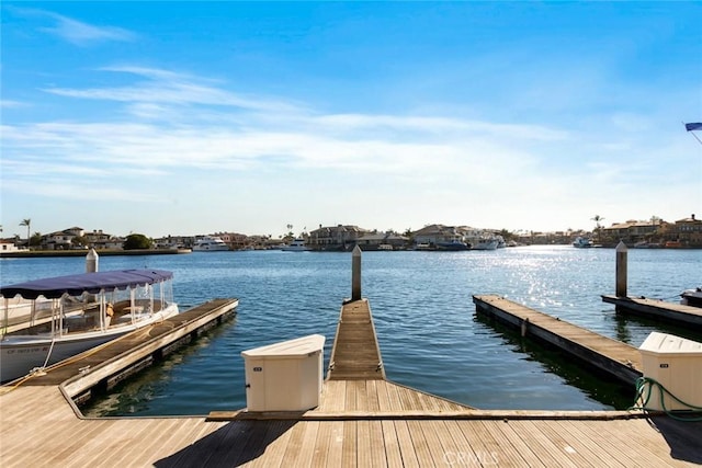 view of dock featuring a water view