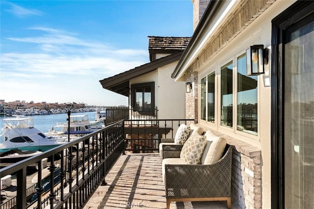 balcony with a water view