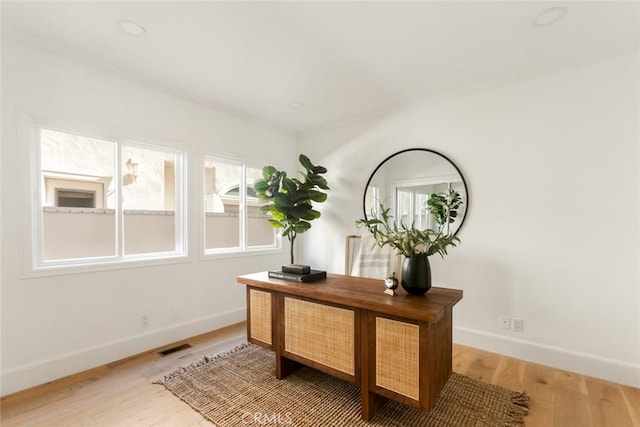 office area featuring hardwood / wood-style flooring