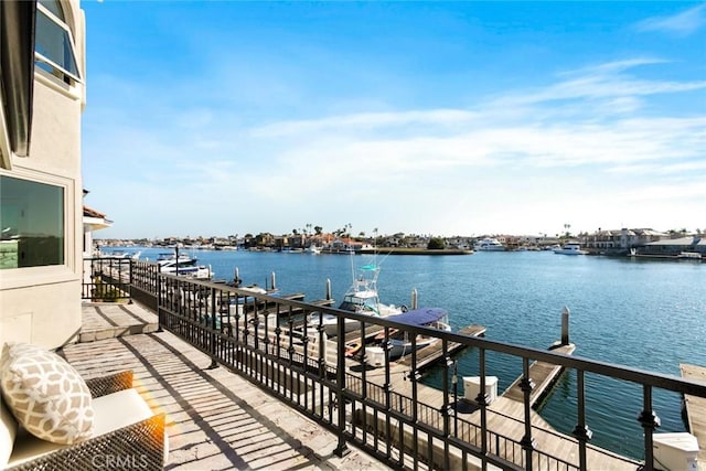 view of dock featuring a water view