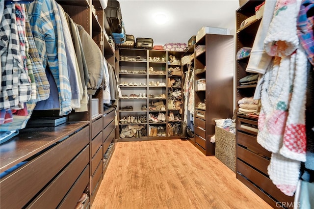 walk in closet featuring light hardwood / wood-style floors