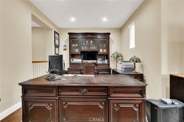 office area featuring dark hardwood / wood-style flooring