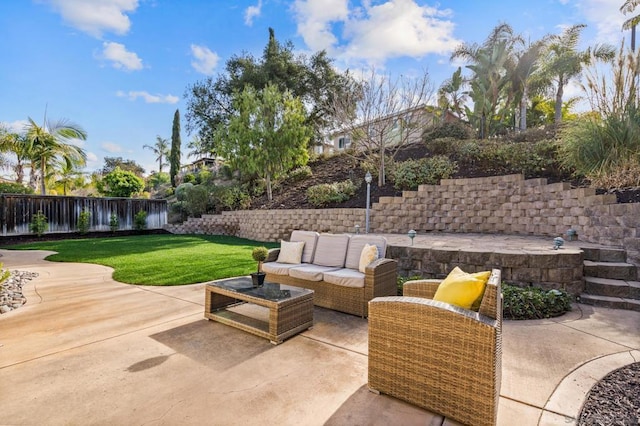 view of patio / terrace with an outdoor living space