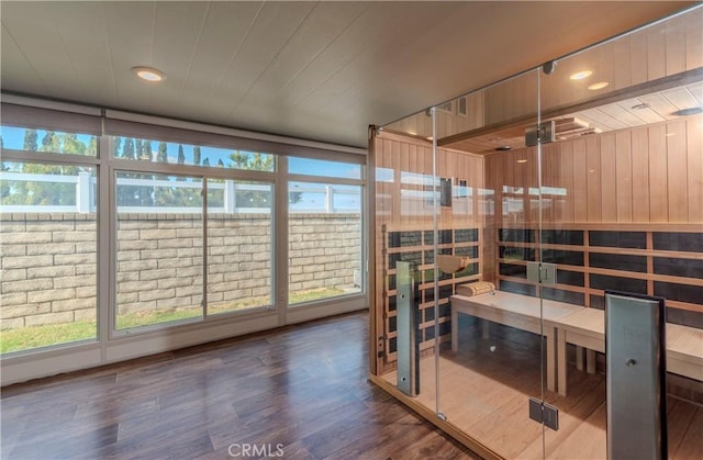 25609 Oakbar Ct, Newhall, CA 91321 - sauna with wooden walls and wood finished floors