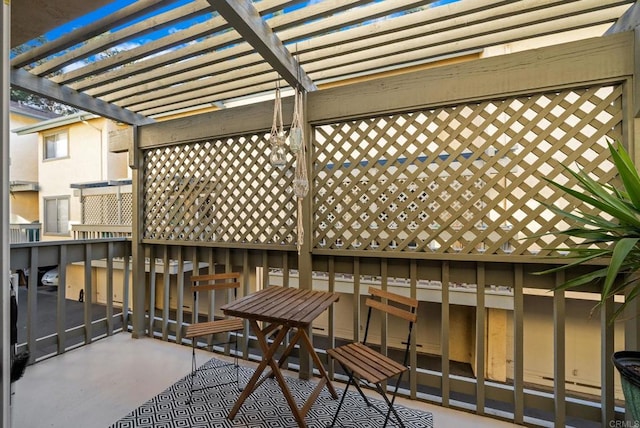 view of patio featuring a pergola