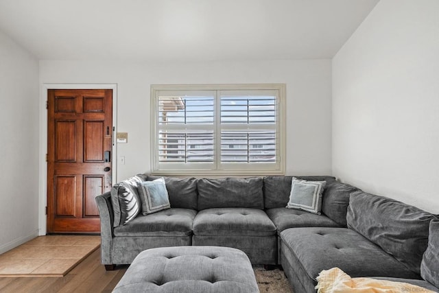 living room with light wood-type flooring