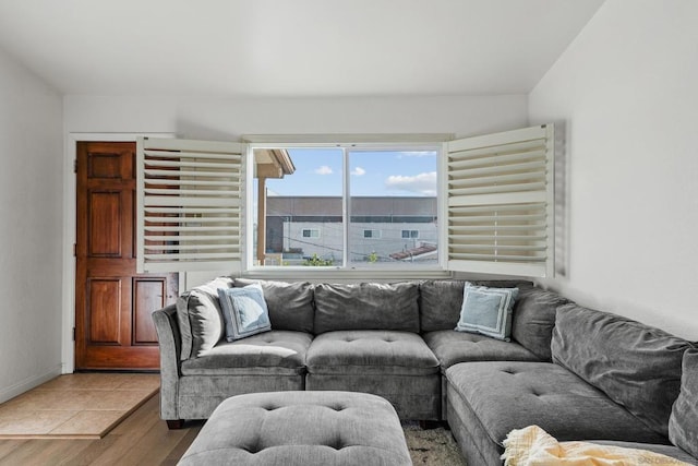 living room featuring light hardwood / wood-style flooring