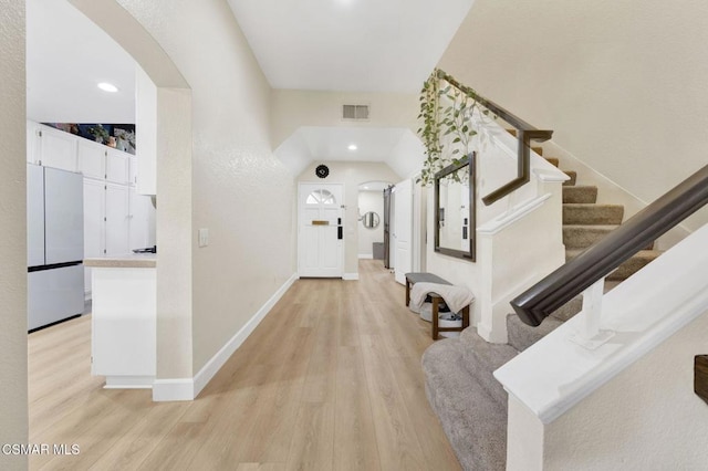 hallway featuring light wood-type flooring