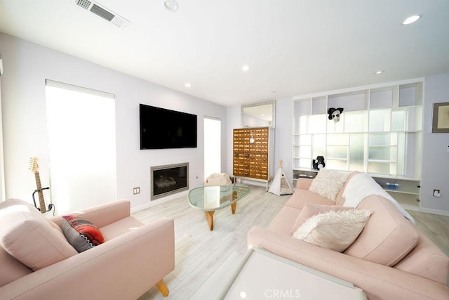 living room featuring light hardwood / wood-style floors