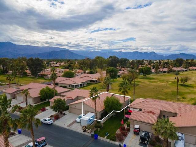 aerial view with a mountain view