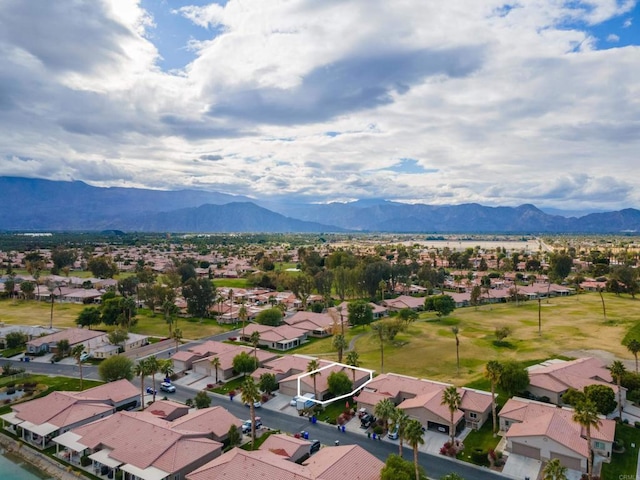 aerial view with a mountain view