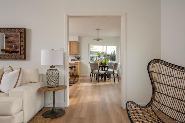 living area featuring light hardwood / wood-style flooring