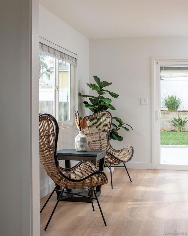 living area featuring light wood-type flooring