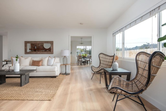 living room featuring light wood-type flooring