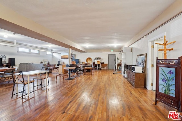 living room with light hardwood / wood-style floors