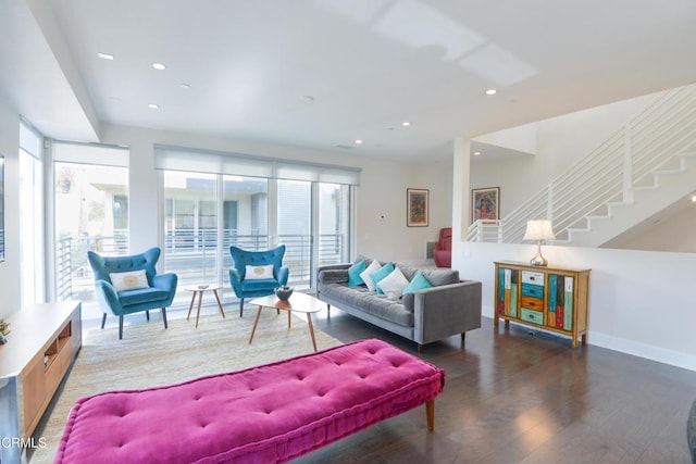 living room with hardwood / wood-style floors