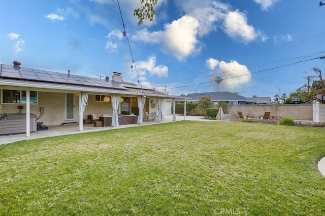 view of yard featuring a patio and outdoor lounge area