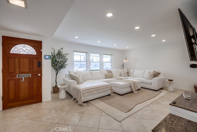 view of tiled living room