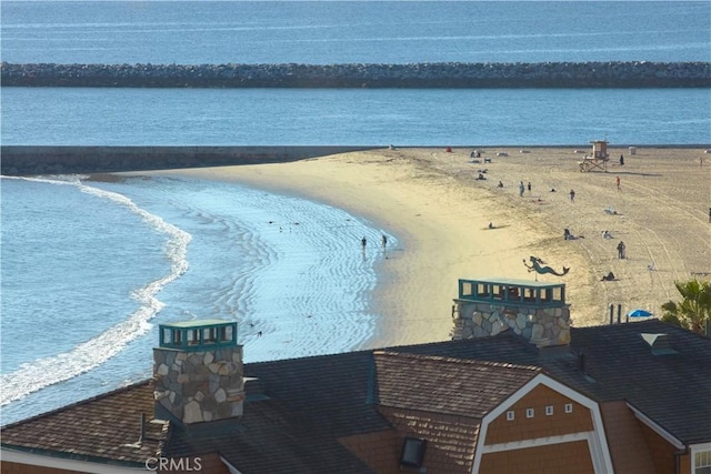 property view of water featuring a view of the beach