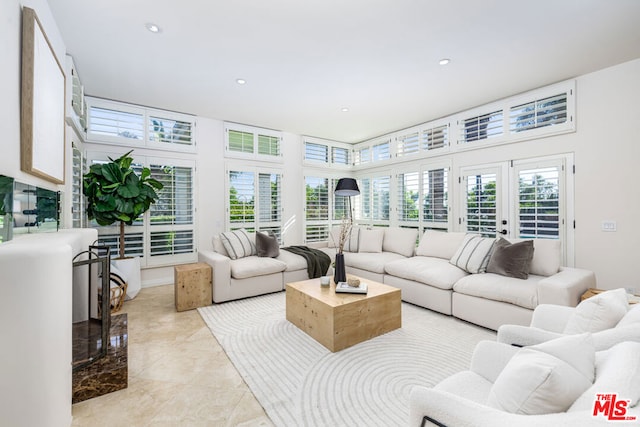 living room featuring french doors