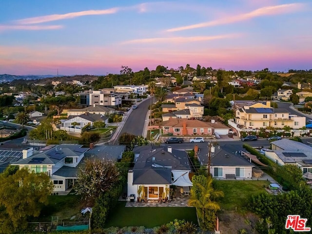 view of aerial view at dusk