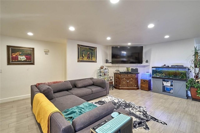 living room with light wood-type flooring