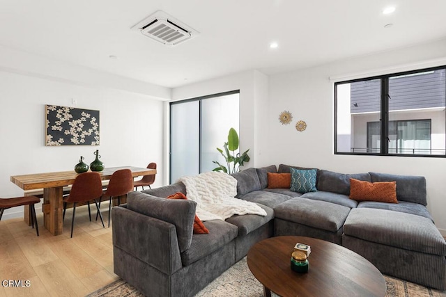 living room featuring light hardwood / wood-style floors