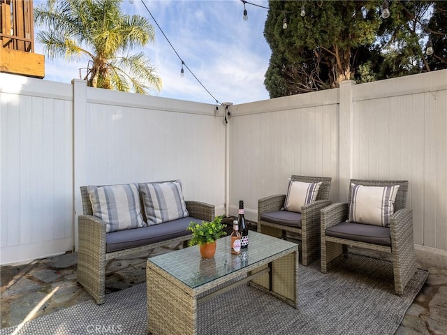 view of patio featuring an outdoor hangout area