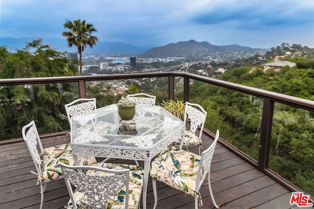 deck with a mountain view