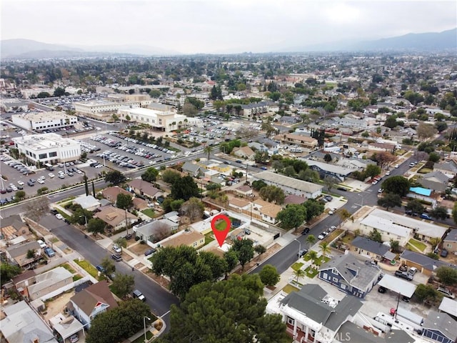 bird's eye view with a mountain view