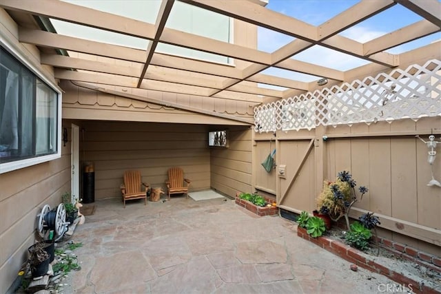 view of patio featuring a pergola