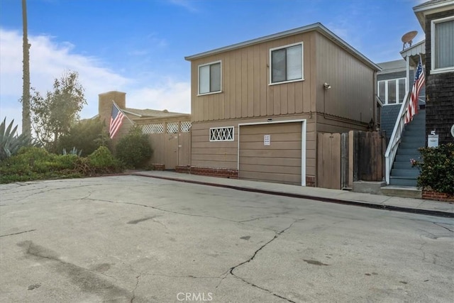 exterior space featuring a garage