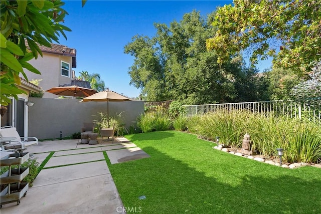 view of yard with a patio area