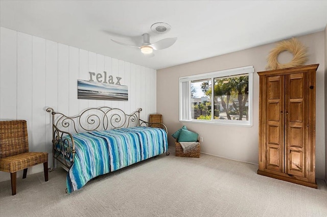 bedroom featuring a ceiling fan and carpet floors