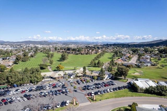 drone / aerial view featuring a mountain view