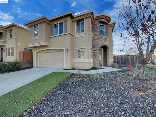 view of front of property with a garage