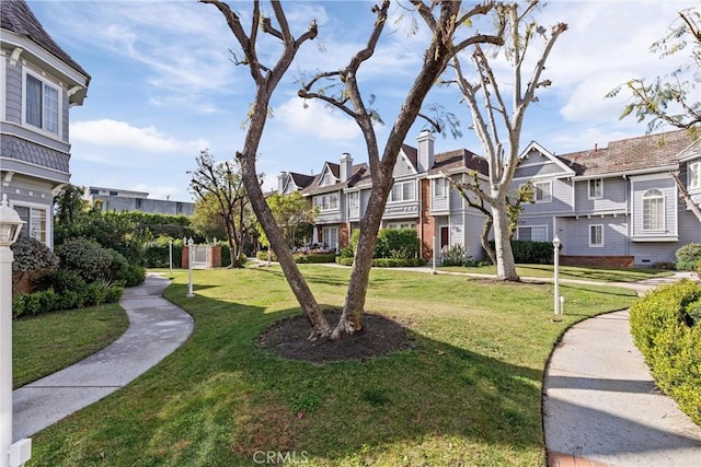 view of property's community featuring a residential view and a yard