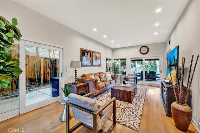 living room featuring light wood-type flooring