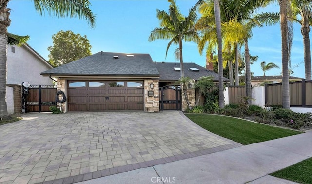 view of front of property with a garage