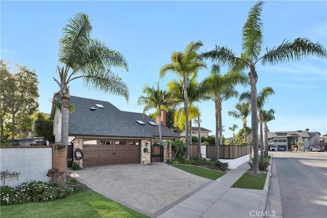 view of front of property with a garage