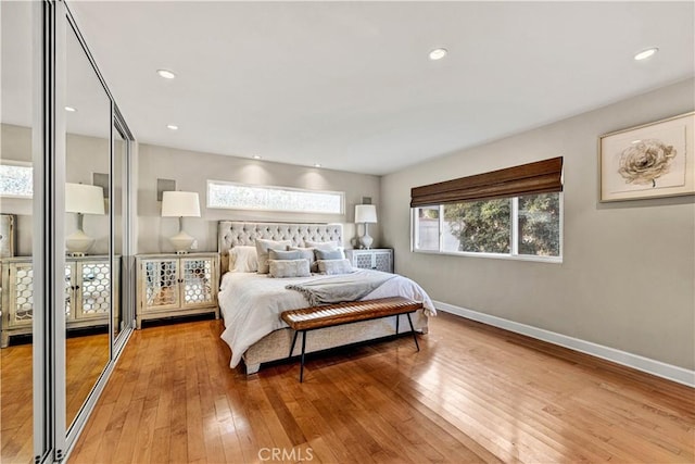 bedroom with wood-type flooring