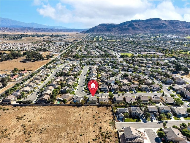 bird's eye view with a mountain view