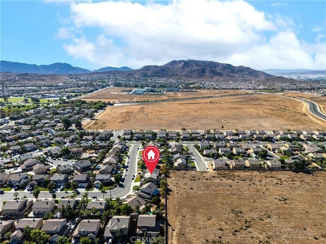 aerial view with a mountain view