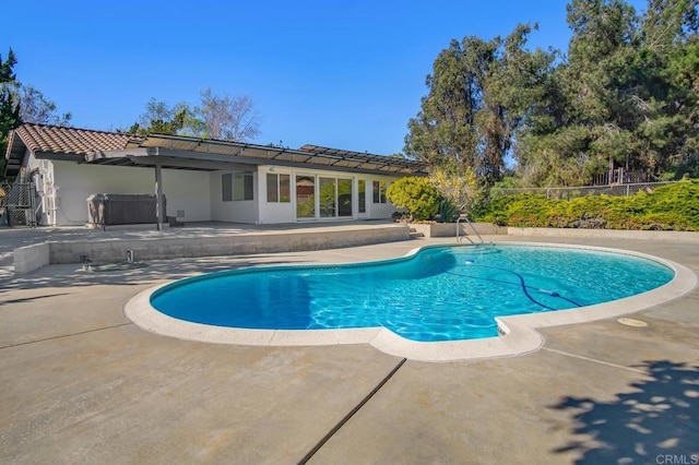 view of swimming pool with a patio