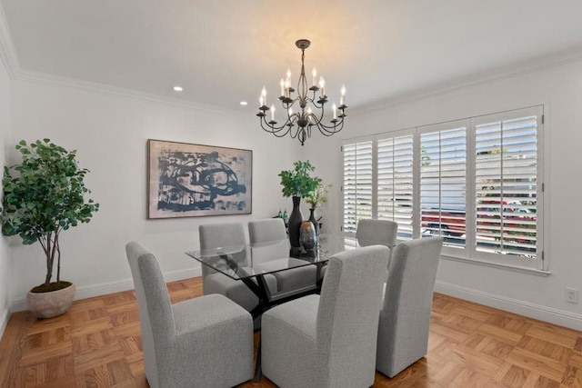 dining room featuring crown molding and a healthy amount of sunlight